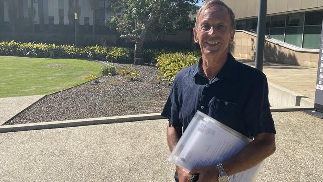 Mark Ward outside Coffs Harbour Courthouse on November 21 after claims he had been assaulted by a Korora neighbour brandishing a leaf blower.