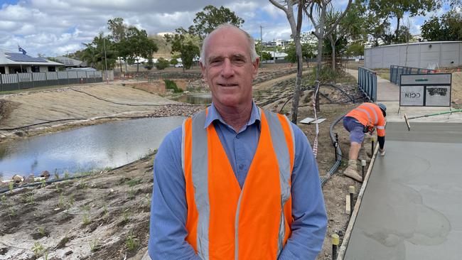 Community Health, Safety and Environmental Sustainability chair Maurie Soars shows off the new waterway and upgraded footpath at Bushland Beach.