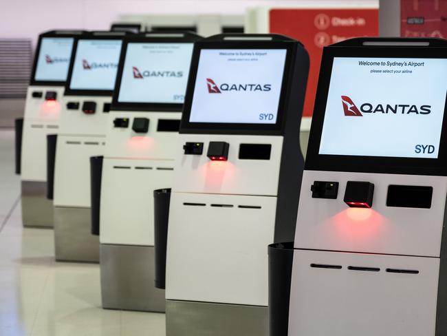 Qantas check-in terminals at Sydney Airport.Picture: James Gourley/NCA NewsWire