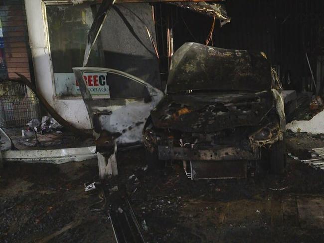 A tobacco store in Melbourne has been hit for the second time in an arson attempt . A car rammed the Free Choice tobacco store in Pier Street, Altona, not long after 4am. Picture: 9NEWS