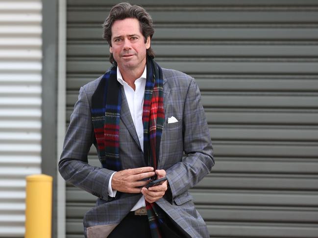 MELBOURNE, AUSTRALIA - APRIL 19 2024Gillon McLachlan depart Lindsay Fox Birthday Bash at his Essendon airport hangerPicture: Brendan Beckett