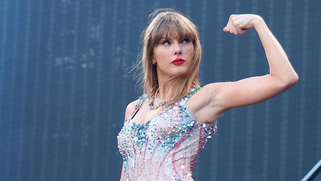 MELBOURNE, AUSTRALIA - FEBRUARY 16: EDITORIAL USE ONLY. NO BOOK COVERS Taylor Swift performs at Melbourne Cricket Ground on February 16, 2024 in Melbourne, Australia. (Photo by Graham Denholm/TAS24/Getty Images for TAS Rights Management)