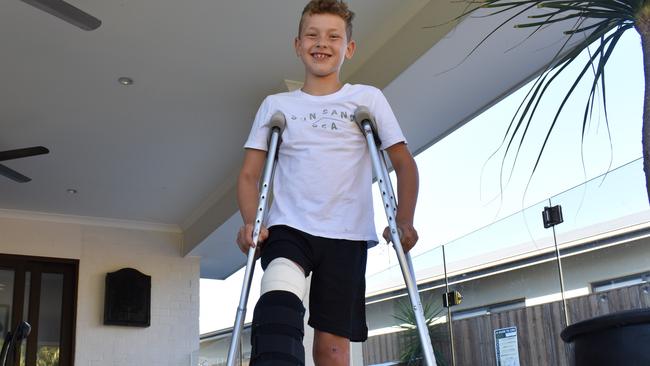 Bryson, 8, was hit by a car when crossing the road at Casuarina. Picture: Liana Walker