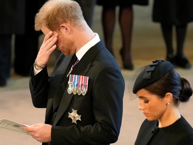 Prince Harry and Meghan Markle at the Queen’s funeral. Picture: Christopher Furlong/Getty Images