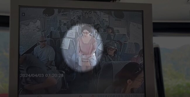 Video from inside a bus shows the last time missing Singaporean-Australian were seen.