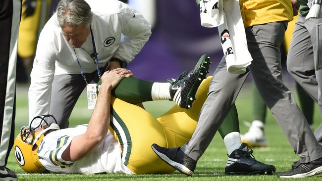 Aaron Rodgers suffered a suspected broken right collarbone against the Minnesota Vikings.