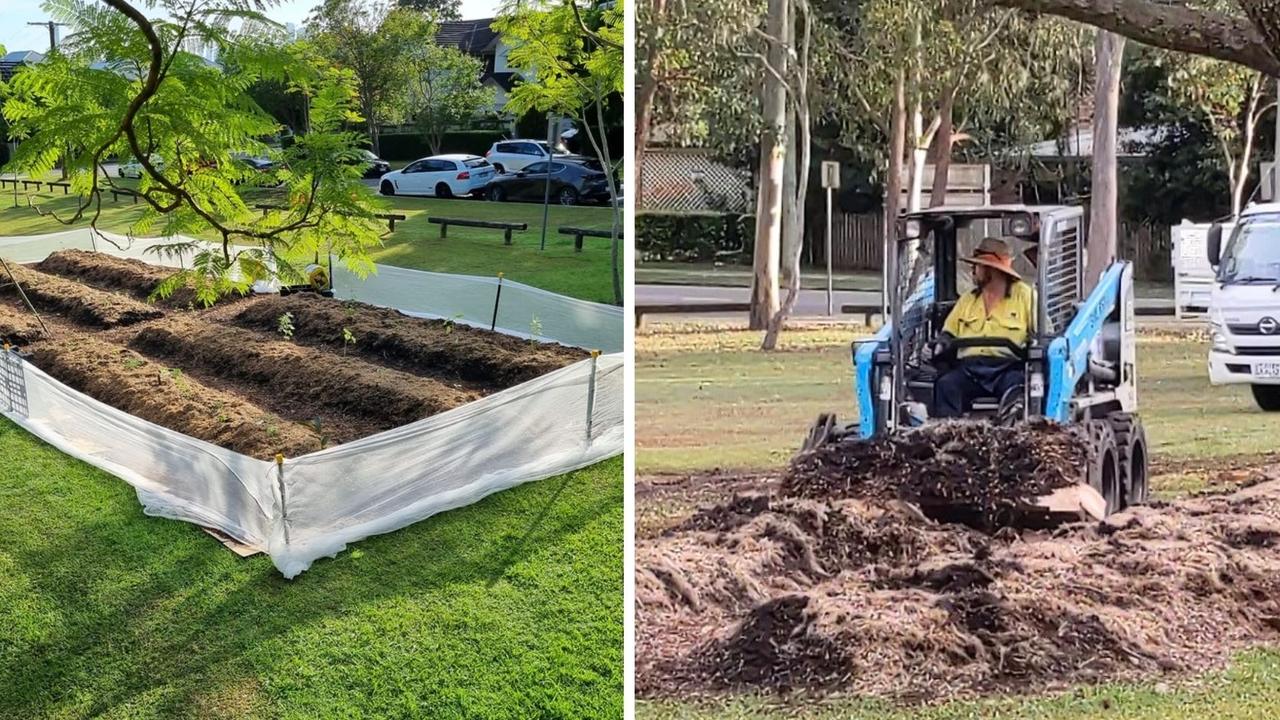 A community garden in St Lucia has been bulldozed by the council. Picture: Facebook / @GrowingForward @KatrinaGraham