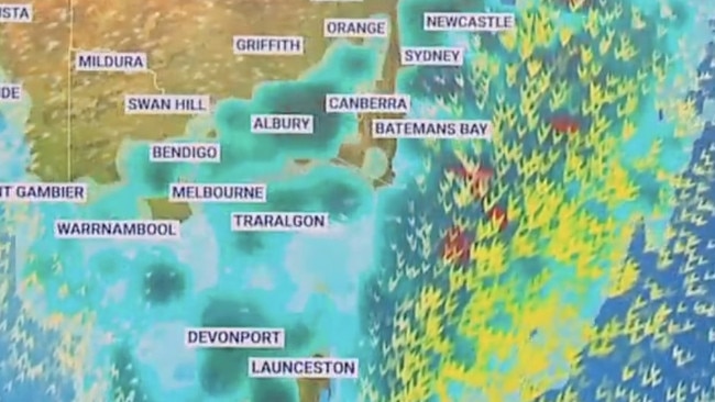 Plenty of rain will fall across the southeast this weekend. Picture: Sky News