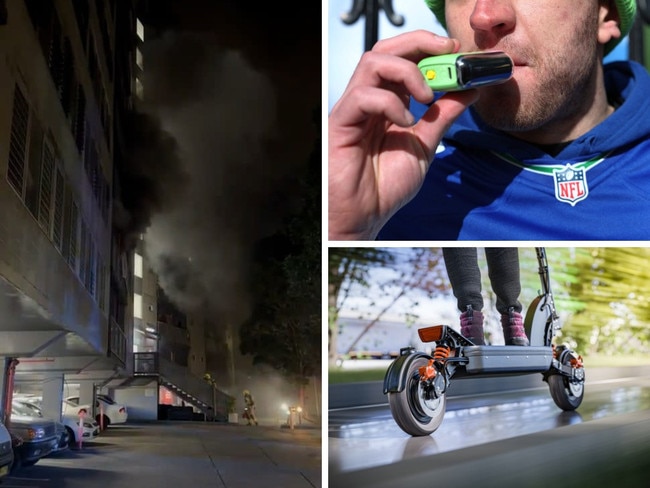 Lithium ion batteries are found in electric scooters and vapes among other common objects. Picture: Fire Rescue NSW/Supplied