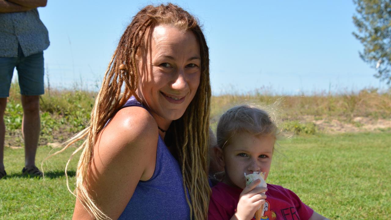 Bianca and Sandthia enjoyed the entertainment at the Festival of the Knob at Yorkeys Knob on Saturday. Picture: Bronwyn Farr