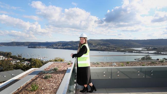 On top of the world: the view over Brisbane Water and Gosford from one of the balconies of the project. Picture: Sue Graham