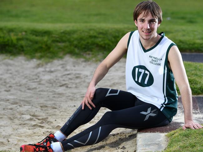 Brayden Davidson temporarily held the world record of T36 (cerebral palsy classification) long jump. Photo: Roger Wyman.