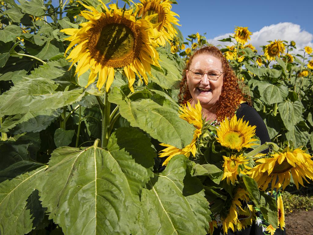 Hervey Bay local Shelly Owen at the picnic with the sunflowers event hosted by Ten Chain Farm, Saturday, June 8, 2024. Picture: Kevin Farmer