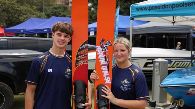 Central Coast twins Jaali and Kianna Walsh are taking on the IWWF World Water Ski Racing Championships in Gosford. Picture: Russell Chown Photography