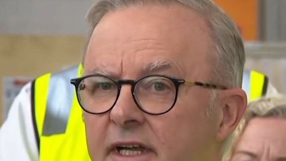 PM Anthony Albanese at a press conference in Newcastle being questioned about Qantas.