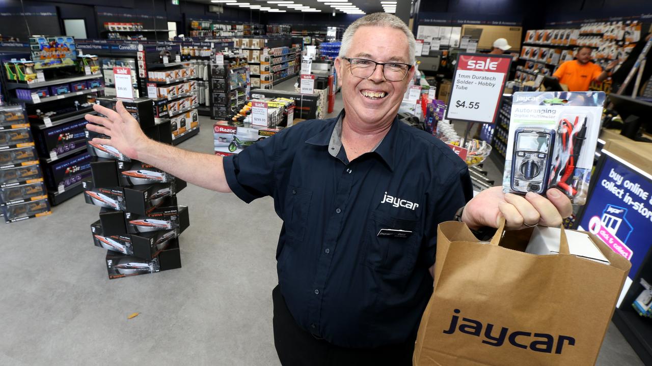 Jaycar Geelong is re-opening in Moorabool St after its Mercer St store was destroyed by fire in February. Store Manager David McGillivray in the new store. Picture: Mike Dugdale