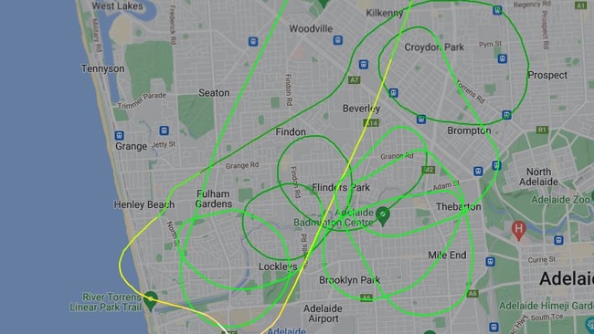 The police chopper was called in to chase a Mercedes in an hour long pursuit overnight. Picture: Flight Radar