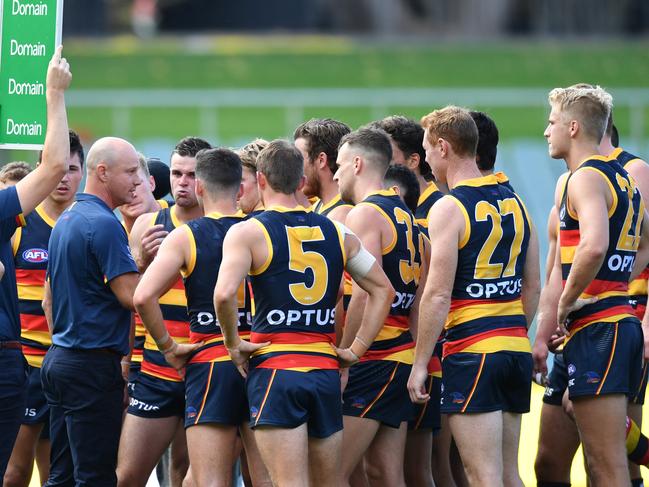Crows coach Matthew Nicks during the Round 1 AFL match between Adelaide and Sydney at Adelaide Oval on March 21. Picture: AAP IMAGE/DAVID MARIUZ