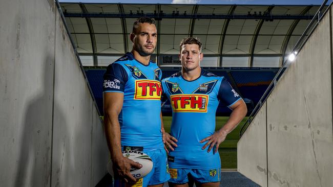 Jarrod Wallace (right) with front-row partner Ryan James. Picture: Jerad Williams