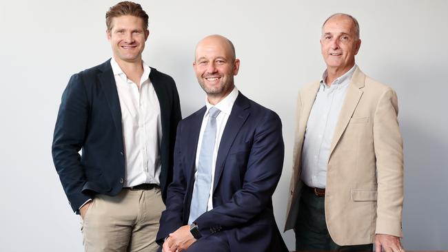 Todd Greenberg (centre) is working on getting Australian cricketers out of India. Picture: Richard Dobson