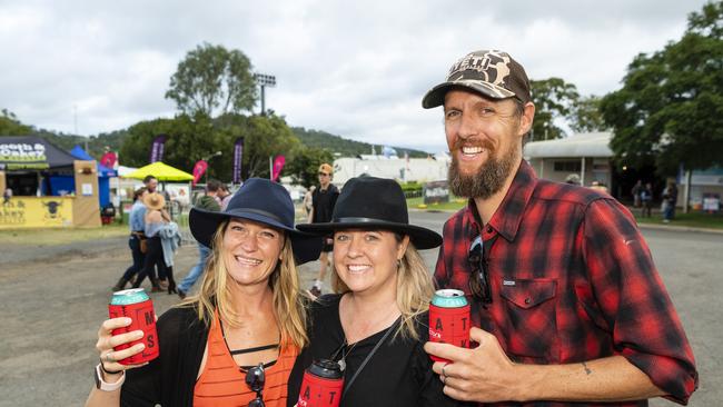 At Meatstock are (from left) Carly Winter, Mel Keam and Ewan Winter at Toowoomba Showgrounds, Saturday, April 9, 2022. Picture: Kevin Farmer