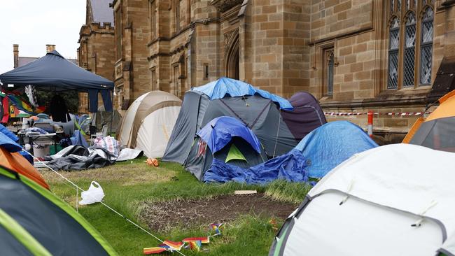 The pro Palestine protest camp at the University of Sydney, which has now been dismantled. Picture: Richard Dobson