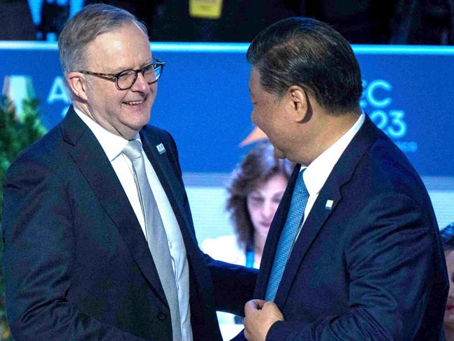 Mr Albanese and Mr Xi during the APEC Leaders Retreat last November. Picture: Kent Nishimura/Getty Images/AFP