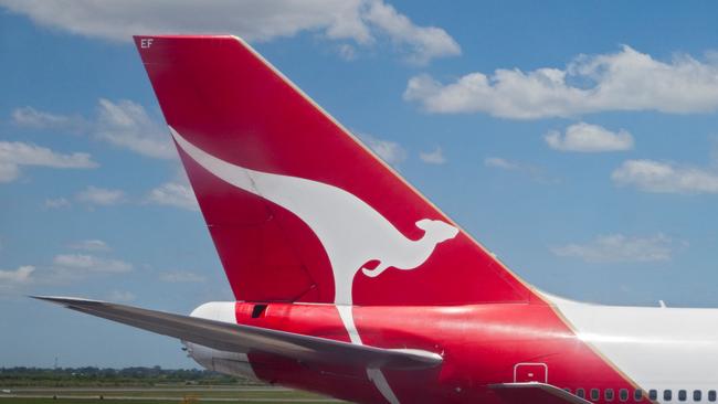 CFRBTR Qantas Logo on Aircraft Tail, Ministro Pistarini Airport, Buenos Aires, Argentinaescape november 1 2020doc holiday