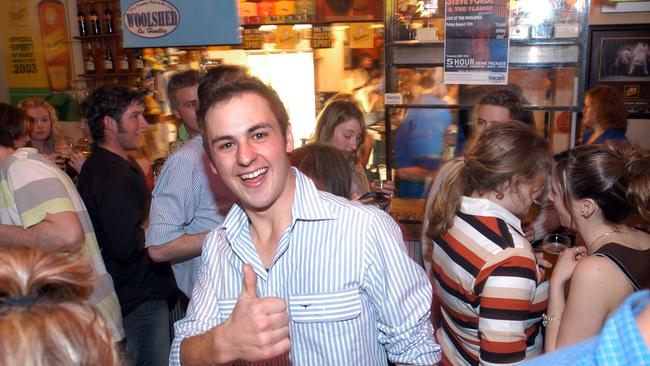 Thumbs up. A patron at The Woolshed, July 2005