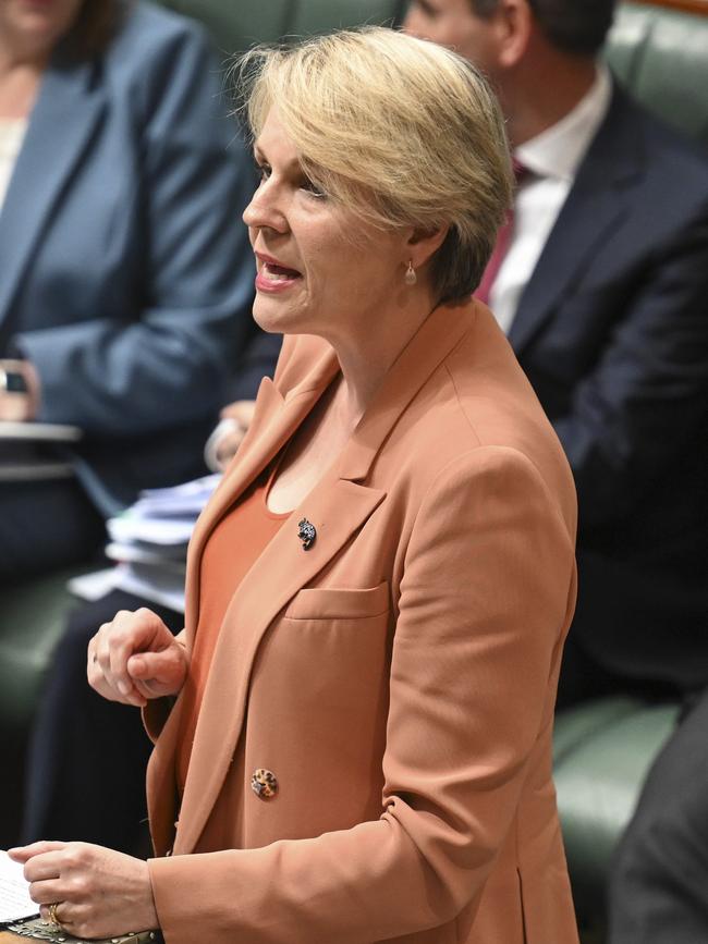 Minister for the Environment and Water Tanya Plibersek during Question Time at Parliament House in Canberra. Picture: NewsWire / Martin Ollman