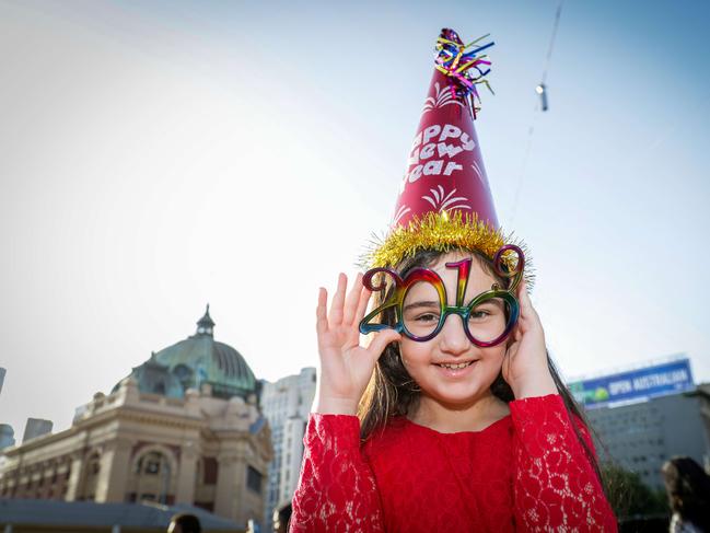 Andrea, 8, enjoys the festivities at Federation Square. Picture: Nicole Cleary