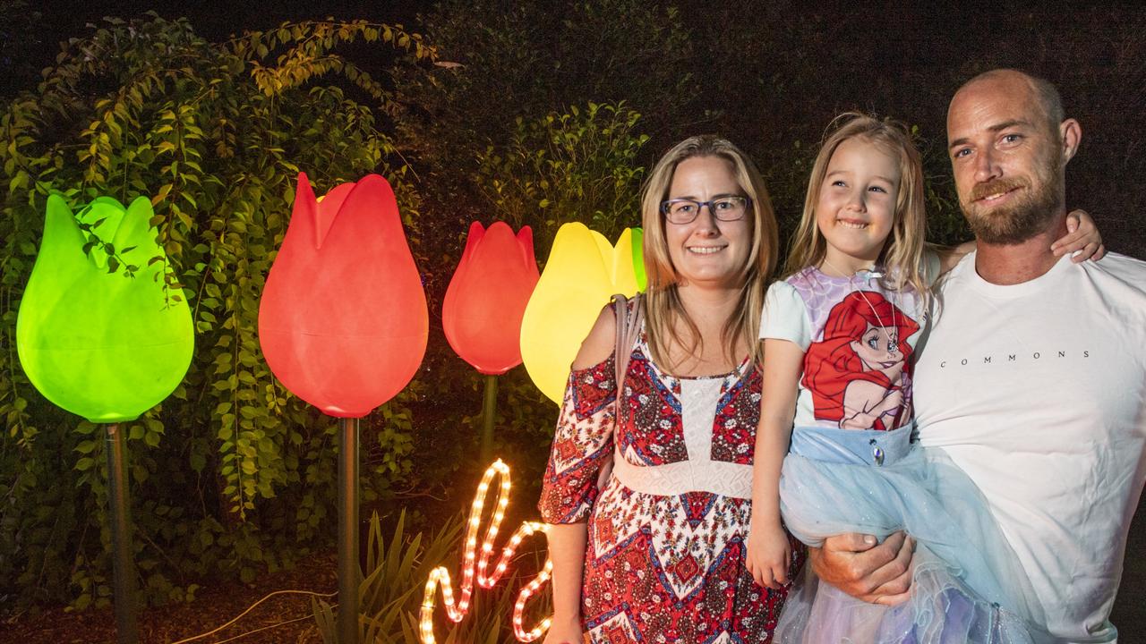 (from left) Tamara Foden, Liana Foden and Jay Datson. Opening of Toowoomba's Christmas Wonderland in Queens Park. Saturday, December 4, 2021. Picture: Nev Madsen.