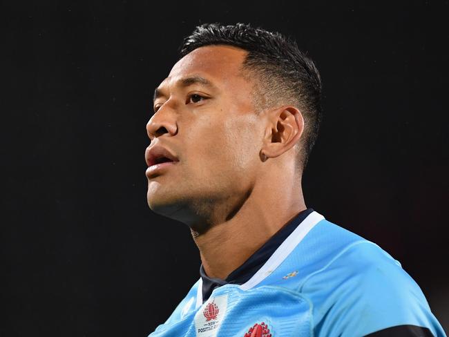 CHRISTCHURCH, NEW ZEALAND - MAY 12: Israel Folau of the Waratahs looks on during the round 12 Super Rugby match between the Crusaders and the Waratahs at AMI Stadium on May 12, 2018 in Christchurch, New Zealand.  (Photo by Kai Schwoerer/Getty Images)