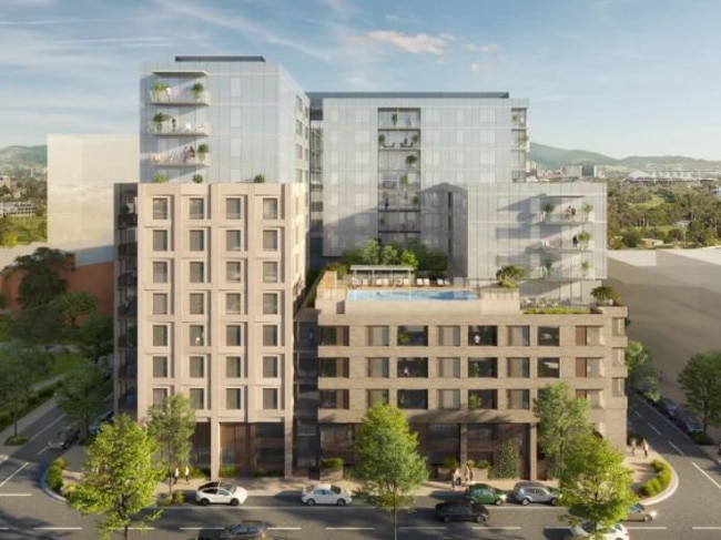 An artist's impression of the 12-storey development, which will sit on the corner of Third St and Gibson St at Bowden. Picture: Sentinel Real Estate