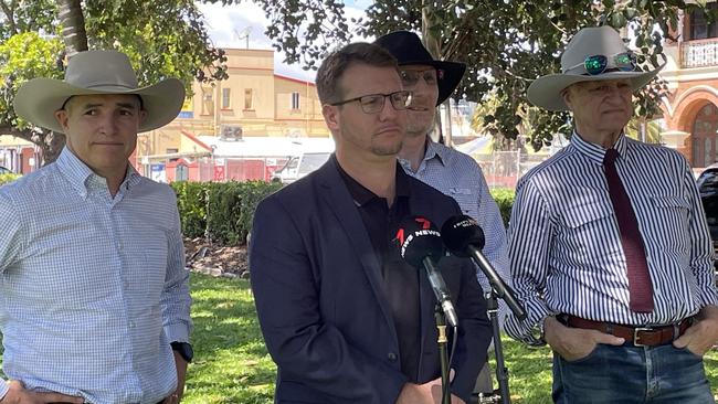 Townsville Chamber of Commerce president Chris Rockemer speaks to media about the sluggish start to the cyclone pool.