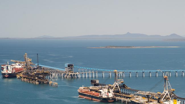 Coal ships queued up at Hay Point and Dalrymple Bay Coal loading facilities. Picture: Daryl Wright