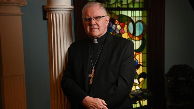 Catholic Archbishop Mark Coleridge in his official residence in New Farm, Brisbane. Euthanasia has become an issue in the Queensland state election. Picture: Lyndon Mechielsen