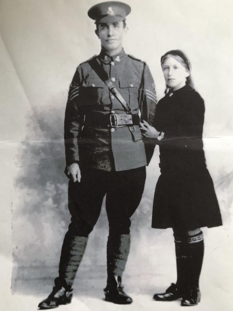 “A photo of my great grandfather Sgt Major Herbert Denton. He served with the Wellington Mounted Rifles (NZ) in WW1. He was wounded in the Palestine campaign and returned to NZ after the war. The photo is with my teenage grandmother on his return.” Picture: Supplied by Andrew Phillips