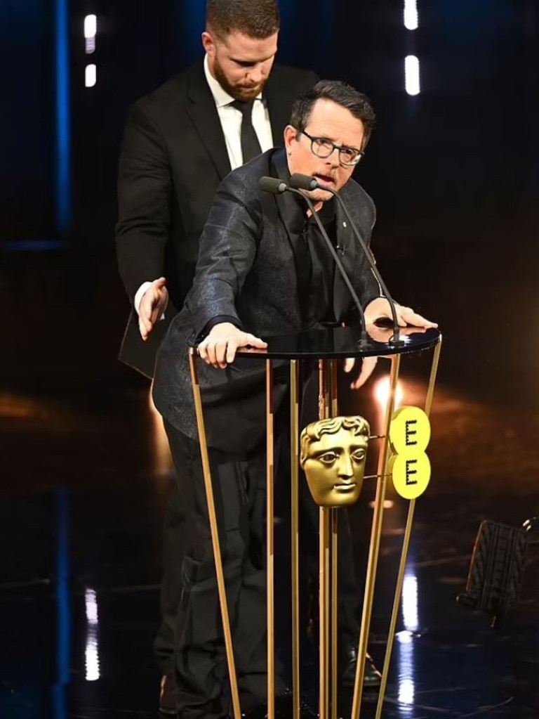 Fox rose from a wheelchair to present the award. Picture: Getty