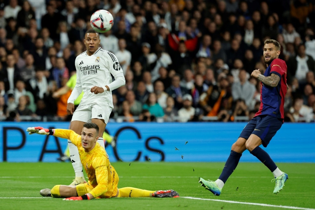 Real Madrid's French forward Kylian Mbappe was caught offside on numerous occasions against Barcelona