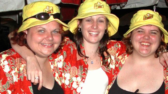 Helene Gamauf, Kit Slaven & Gabrielle Gamauf at the Aussie Beer Festival in Flinders Street East Picture: Bryan Lynch ad396023