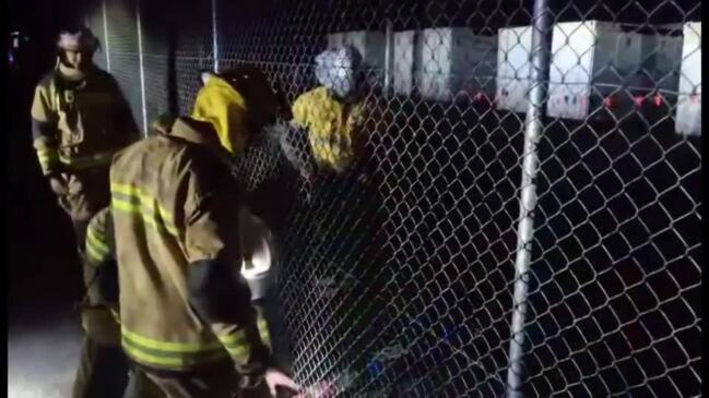 Fire crews monitor Tesla battery fire at Bouldercombe near Rockhampton