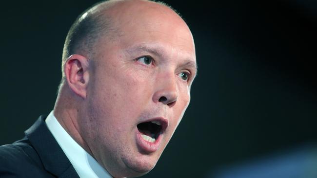 Home Affairs Minister Peter Dutton at the National Press Club in Canberra. PICTURE GARY RAMAGE