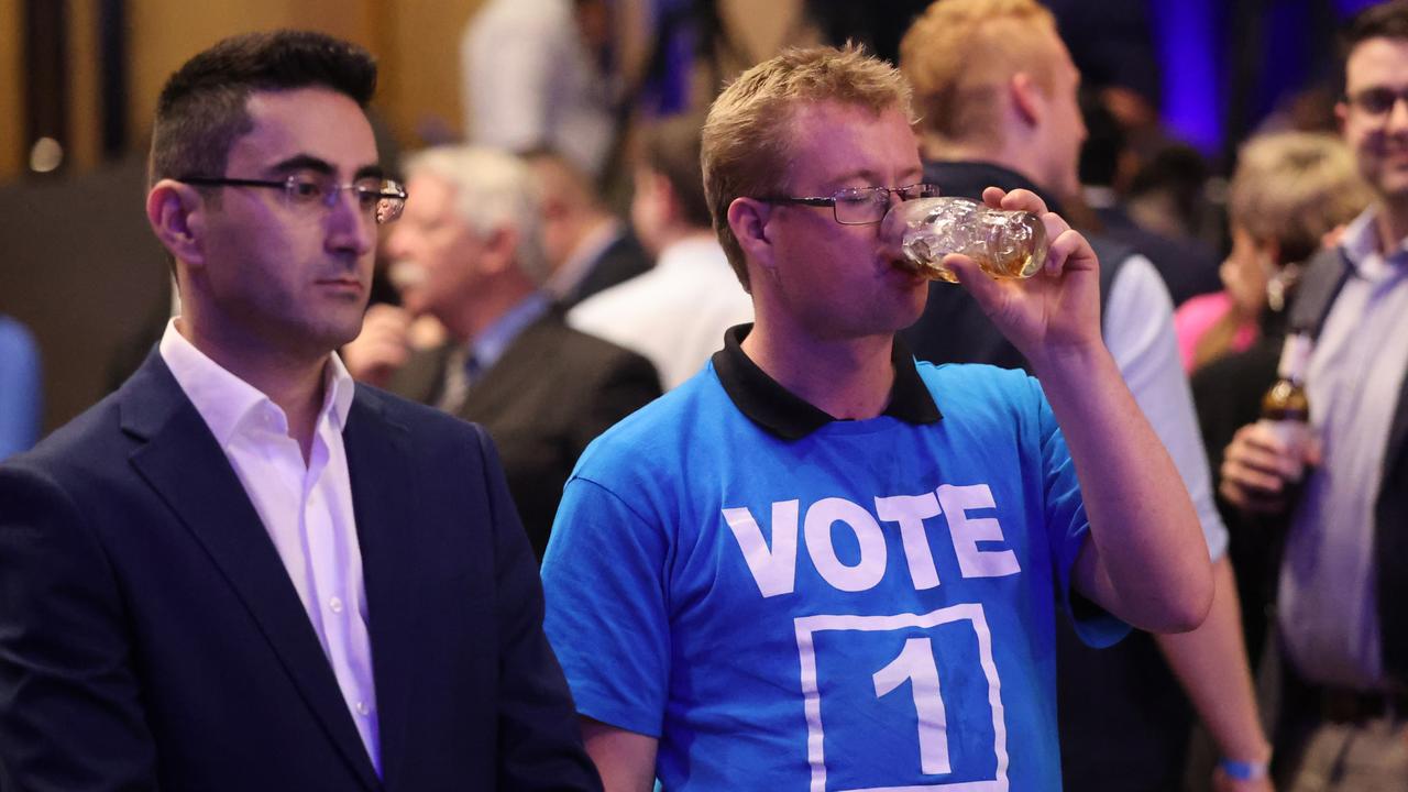 The mood is ‘subdued’ at the Liberal Party function. Picture: Nigel Hallett