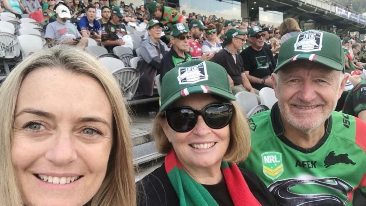 Jodie Haydon at the footy with her parents Pauline and Bill Haydon. Picture: supplied