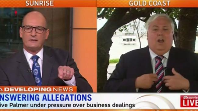 Things got heated on <i>Sunrise</i> when Clive Palmer was forced to answer allegations. Picture: Channel 7