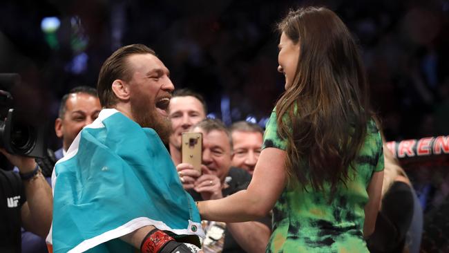 McGregor celebrates with Devlin after a fight in 2020. (Photo by Steve Marcus/Getty Images)