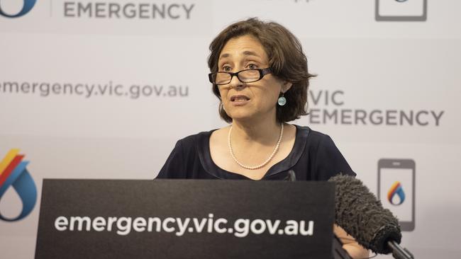 Victorian Energy Minister Lily D'Ambrosio speaks at a press conference after Victoria's power grid failed amid extreme temperatures. Picture: AAP/Ellen Smith