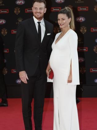 Brendon Goddard with pregnant wife Rosie. Picture: AAP Image/Julian Smith