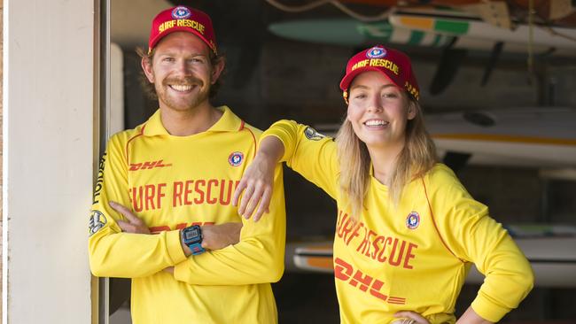 Surf lifesavers Alex Taylor and Jemima McGahey, who both have received awards in recognition a weekend of rescues. Picture: Dylan Robinson